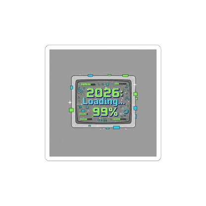 2026 Loading 99% Kiss-Cut Stickers | NYE countdown, retro system UI