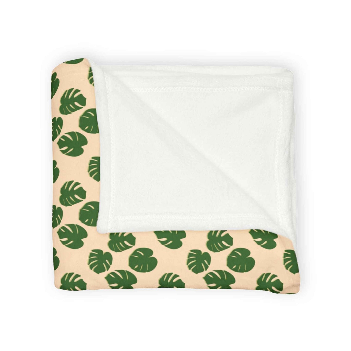 Monstera Pattern Cozy Fleece Throw Blanket