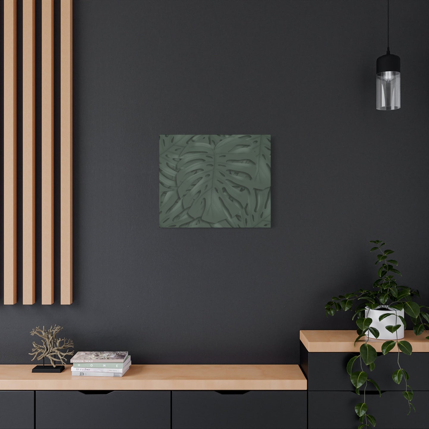 Deep Green Monstera Canvas Print – Botanical Wall Art