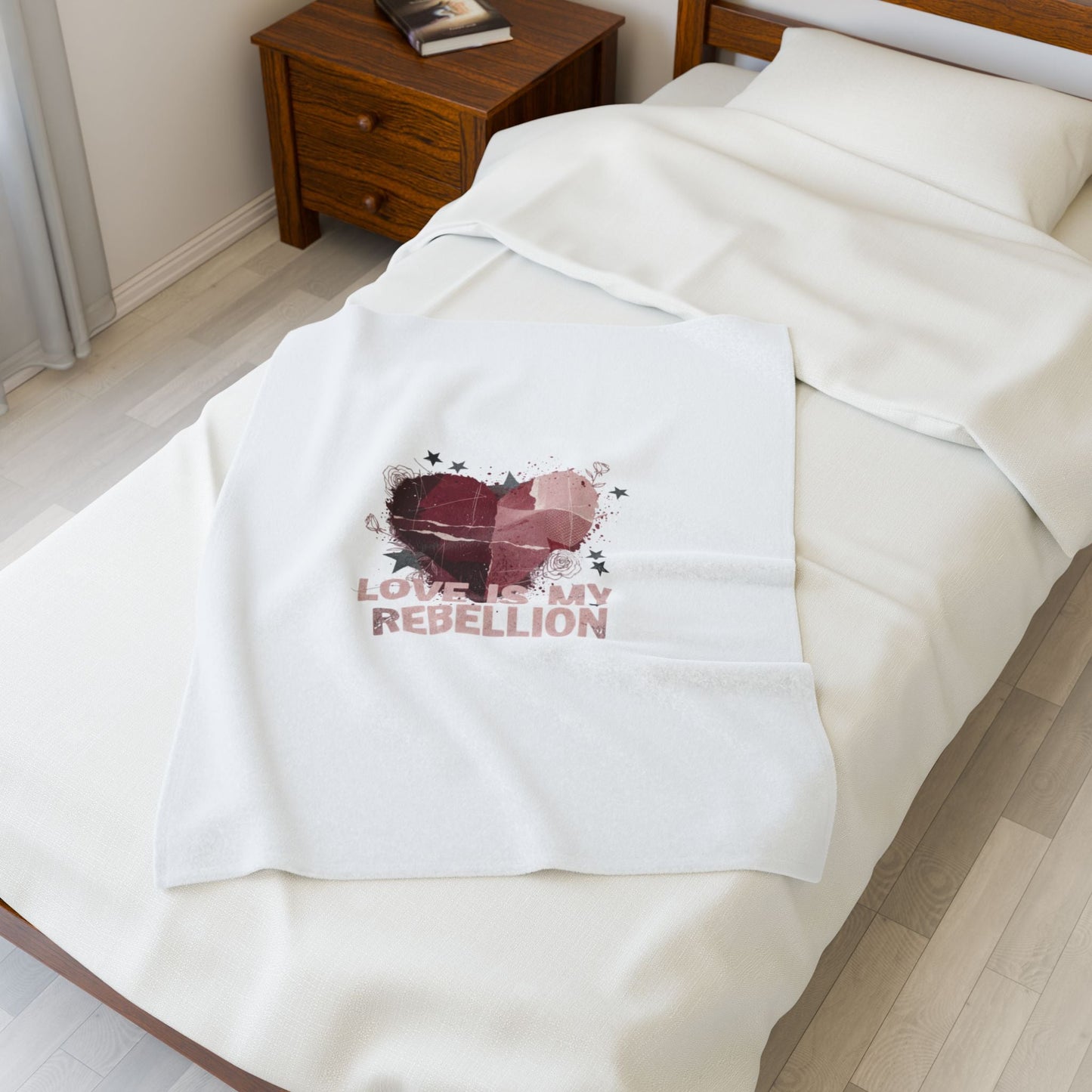 Love Is My Rebellion Velveteen Blanket | Soft Grunge Hearts, Distressed Heart Design