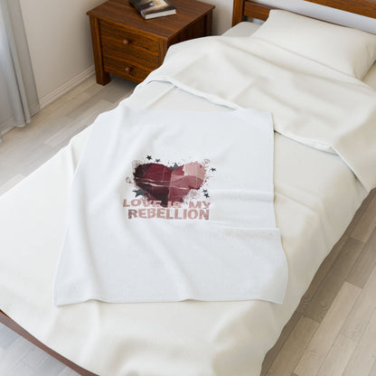 Love Is My Rebellion Velveteen Blanket | Soft Grunge Hearts, Distressed Heart Design