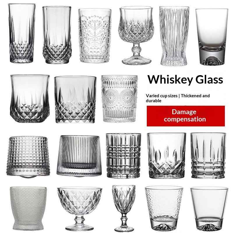 Creative Engraved Wine Glass Classical Cup Thickened Drinkware