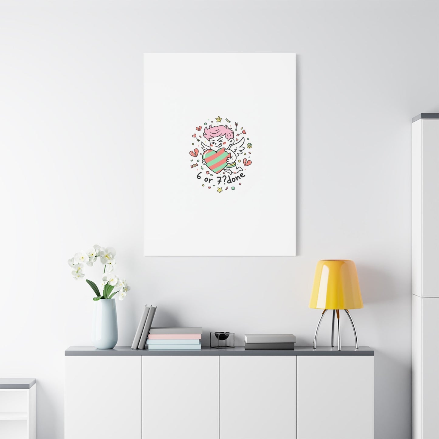 Weird Cupid heart illustration Canvas | Weird Valentine, quirky chaotic love