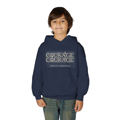 Youth Hoodie — 'Courage' Front & 'Peace Is a Universal Language' Back Graphic Sweatshirt
