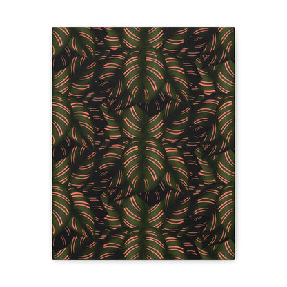 Calathea Pinstripe Pattern Canvas Print – Botanical Wall Art