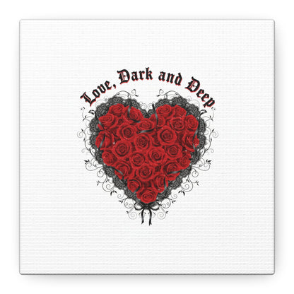 Love Dark and Deep Heart Canvas, Nu Romantic Gothic Romance, 80s Nostalgia