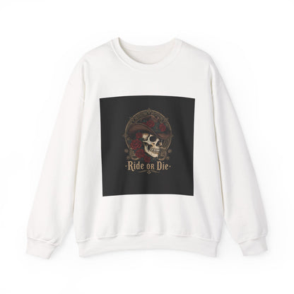 Ride or Die Skull Crewneck Sweatshirt | western skull art, gothic Americana