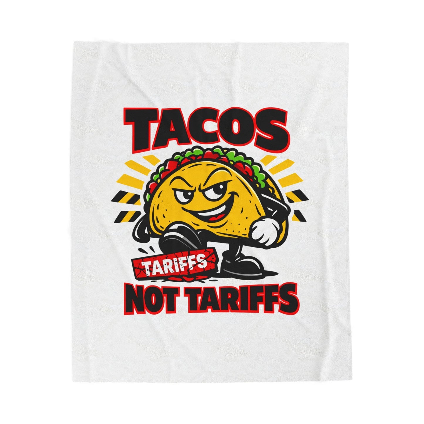 Tacos Not Tariffs Blanket | taco pun, protest typography