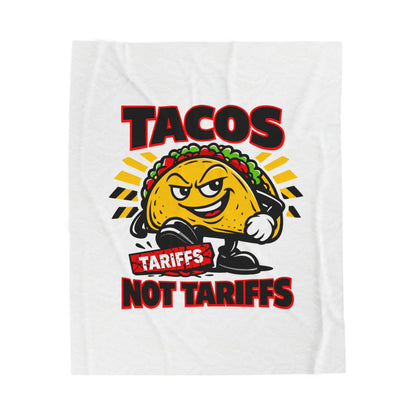 Tacos Not Tariffs Blanket | taco pun, protest typography