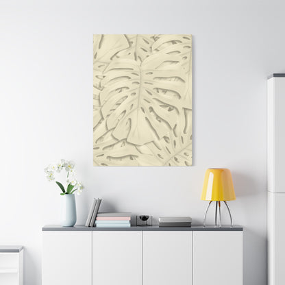 Beige Monstera Canvas Print – Botanical Wall Art