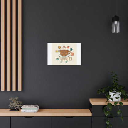 Surviving Mornings (One Sip at a Time) Canvas | Parenting Morning Humor, Coffee & Kids