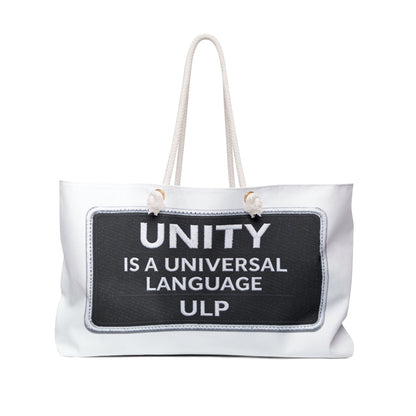 Unity Weekender Bag — "Unity Is A Universal Language" Canvas Travel Tote