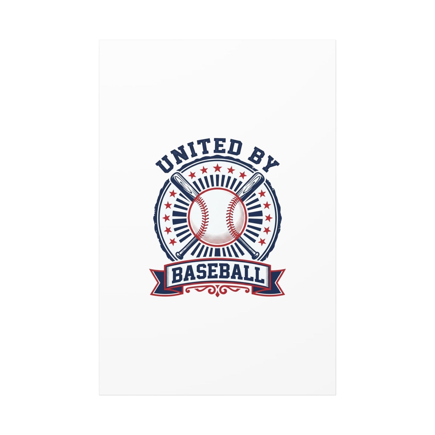 United by Baseball Canvas | Patriotic Baseball Graphic, Red White Blue Wall Art