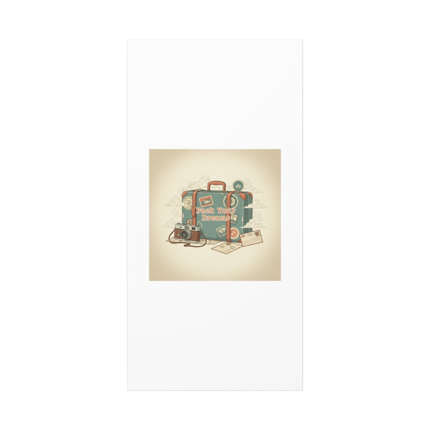 Pack Your Dreams Canvas | Retro Travel Postcard, Wanderlust Passport Stamp Art