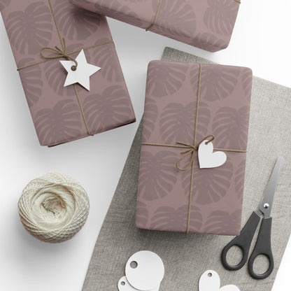 Monstera Leaf Mauve Wrapping Paper – Botanical Gift Wrap Roll