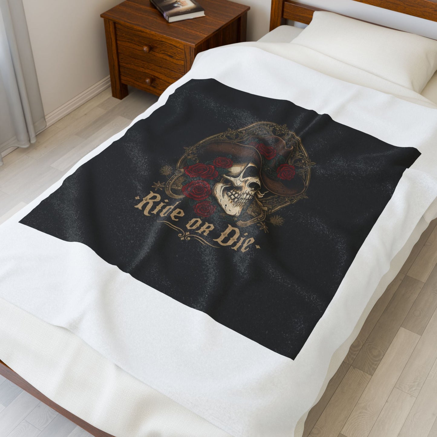 Ride or Die Skull Blanket | Western-Gothic, cowboy skull art, gothic Americana