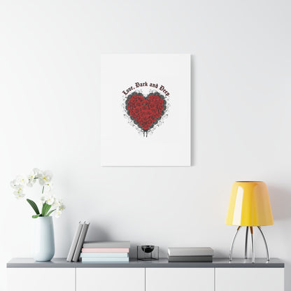Love Dark and Deep Heart Canvas, Nu Romantic Gothic Romance, 80s Nostalgia