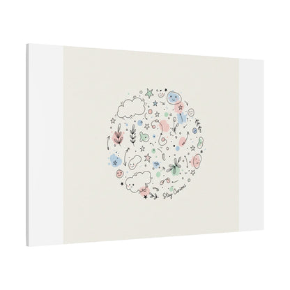 Doodle Circle Line Drawing Matte Canvas, Hand-Drawn Sketch Art