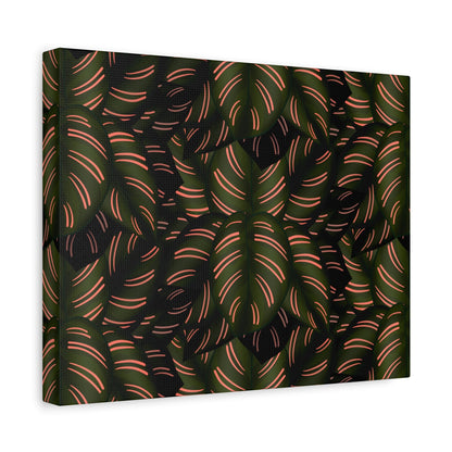 Calathea Pinstripe Pattern Canvas Print – Botanical Wall Art