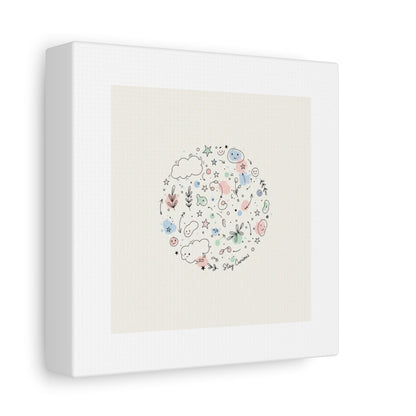 Doodle Circle Line Drawing Matte Canvas, Hand-Drawn Sketch Art
