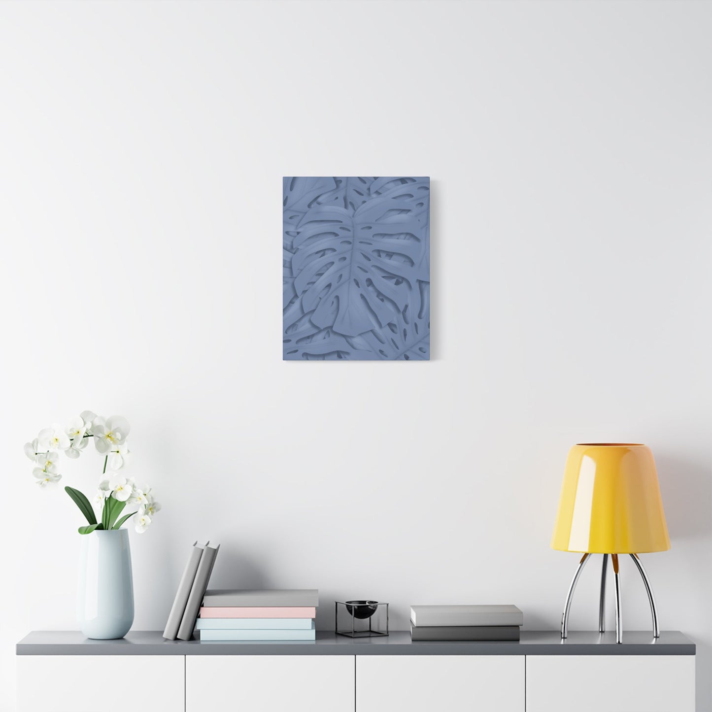 Blue Monstera Canvas Print – Botanical Wall Art