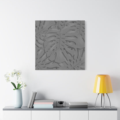 Grey Monstera Canvas Print – Botanical Wall Art