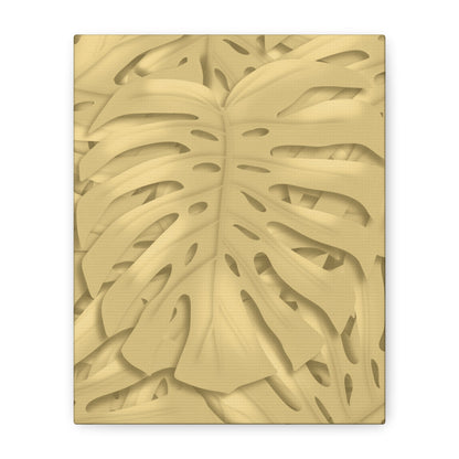 Golden Monstera Canvas Print – Botanical Wall Art
