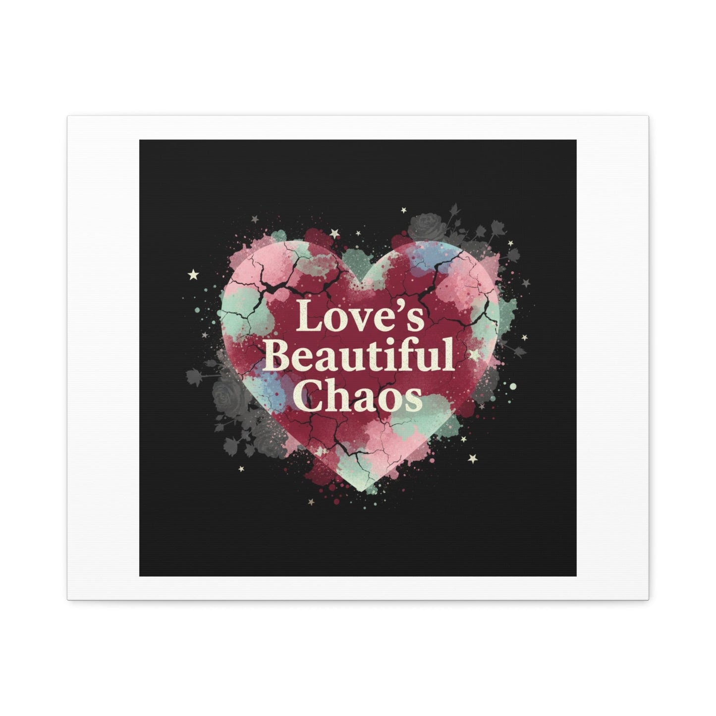 Love's Beautiful Chaos Canvas Print | Soft Grunge Hearts, Distressed Heart Art