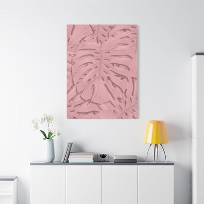 Soft Pink Monstera Canvas Print – Botanical Wall Art