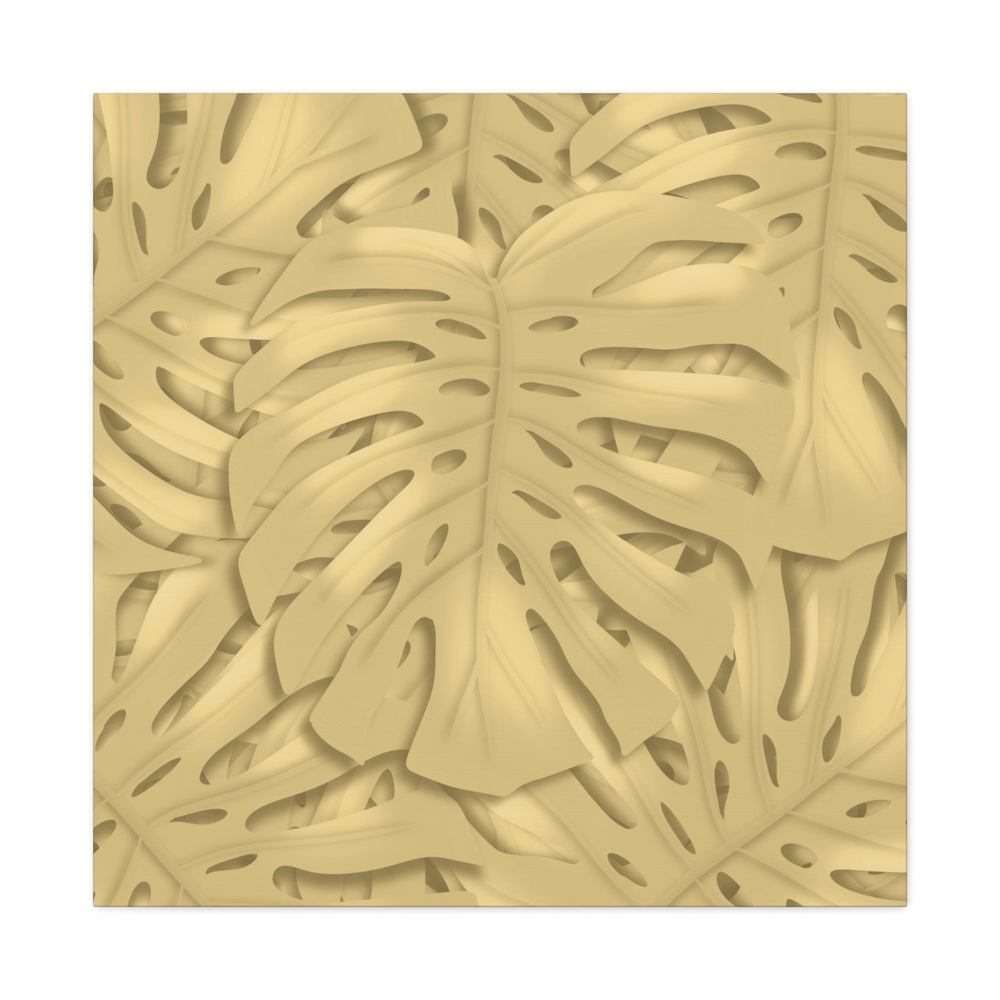 Golden Monstera Canvas Print – Botanical Wall Art