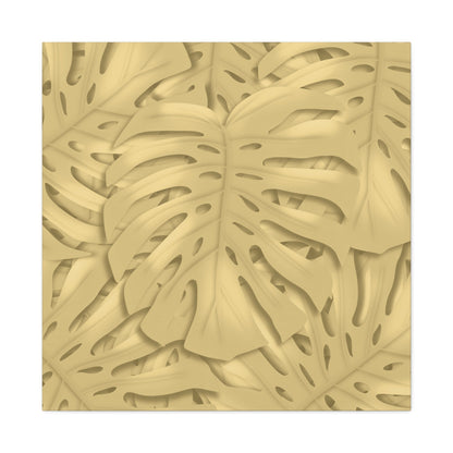 Golden Monstera Canvas Print – Botanical Wall Art