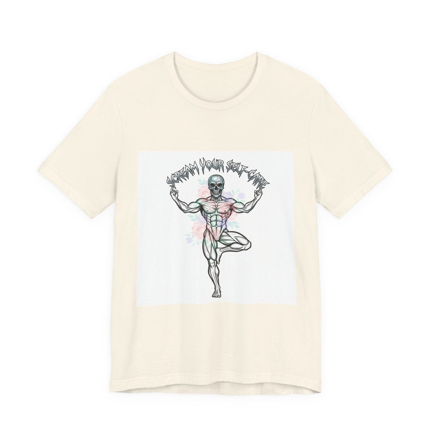 Hard Rock Motivational Skull Yoga Tee | metal font shirt, gothic wellness quote