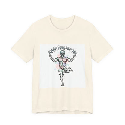Hard Rock Motivational Skull Yoga Tee | metal font shirt, gothic wellness quote