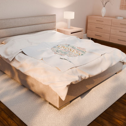 Kindness Word Cloud Blanket | Fresh-Start Minimalism, Neutral Throw