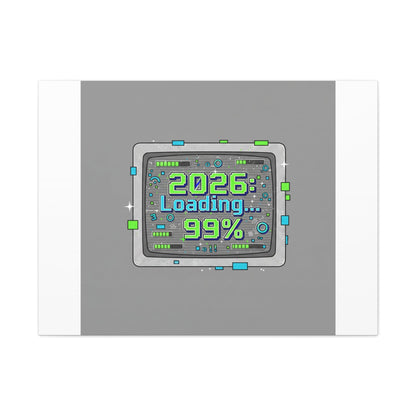 2026 Loading 99% Canvas | NYE countdown, retro system interface