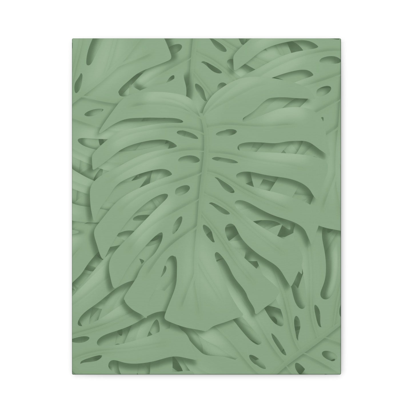 Sage Green Monstera Canvas Print – Botanical Wall Art