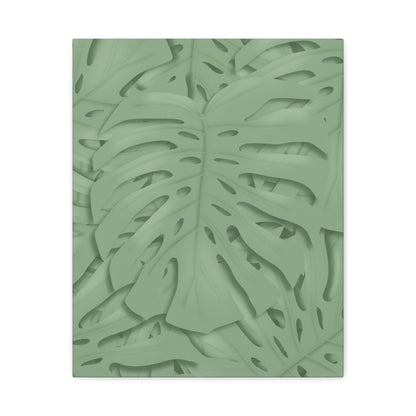 Sage Green Monstera Canvas Print – Botanical Wall Art