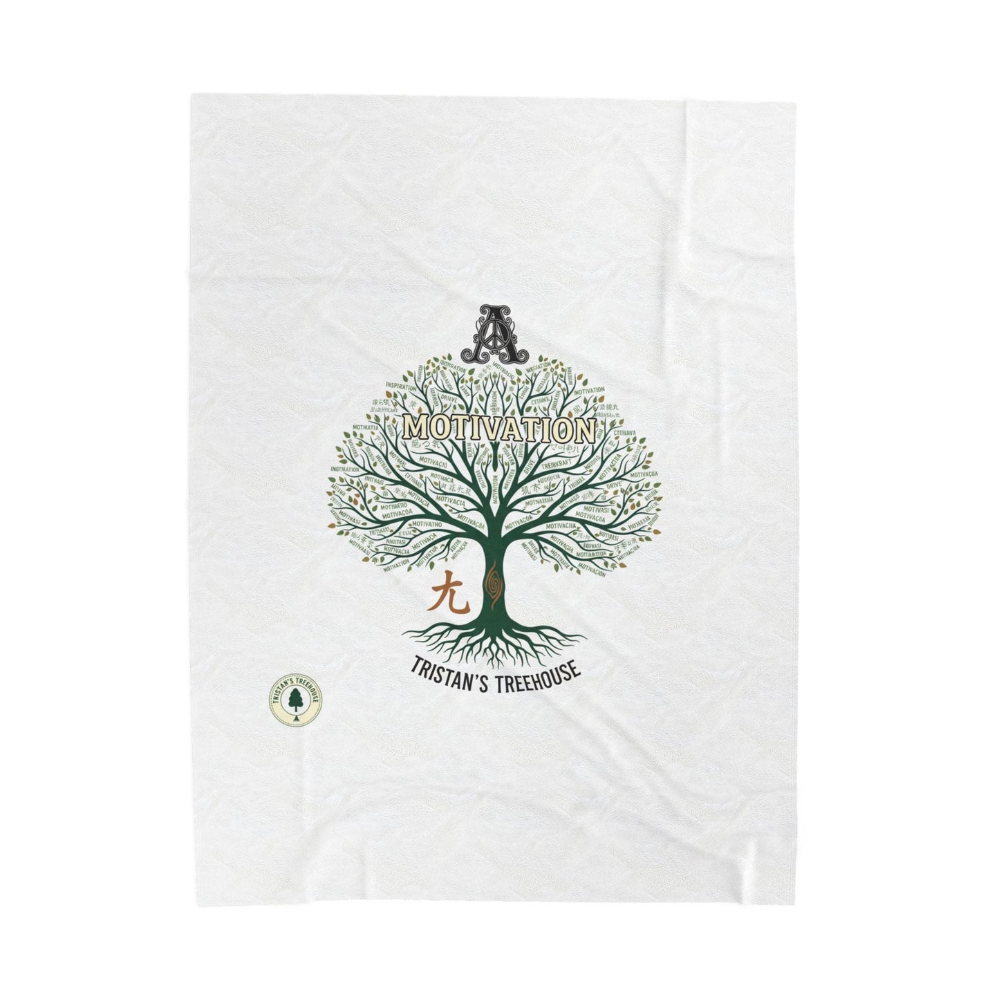 Handwritten Tree Doodle Velveteen Plush Blanket | sketch aesthetic, cozy handwritten message