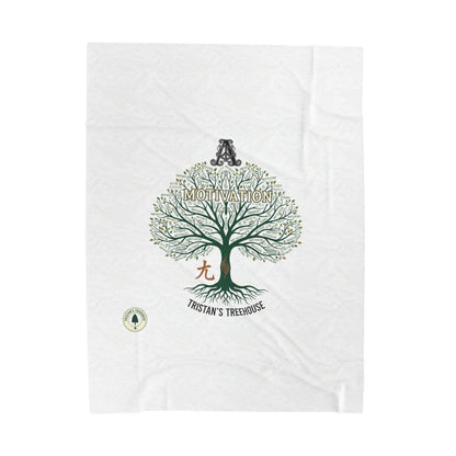 Handwritten Tree Doodle Velveteen Plush Blanket | sketch aesthetic, cozy handwritten message