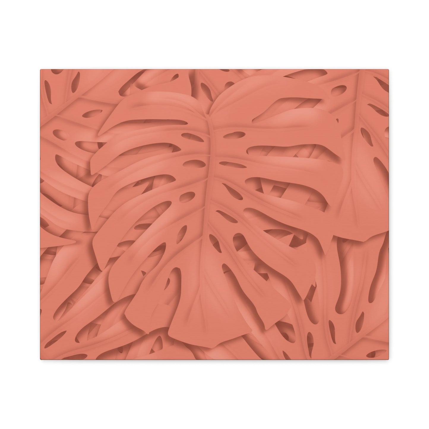 Coral Monstera Canvas Print – Botanical Wall Art