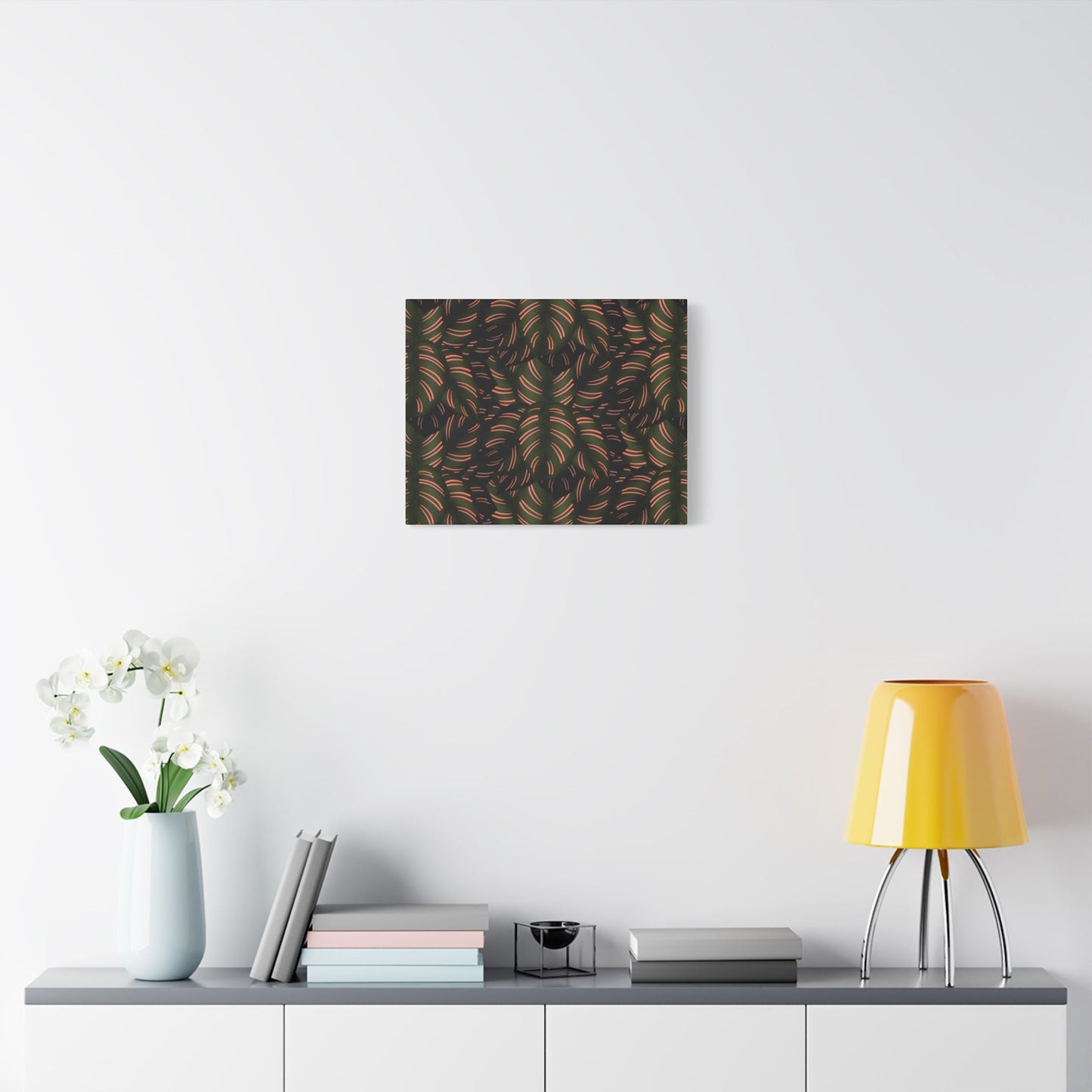 Calathea Pinstripe Pattern Canvas Print – Botanical Wall Art