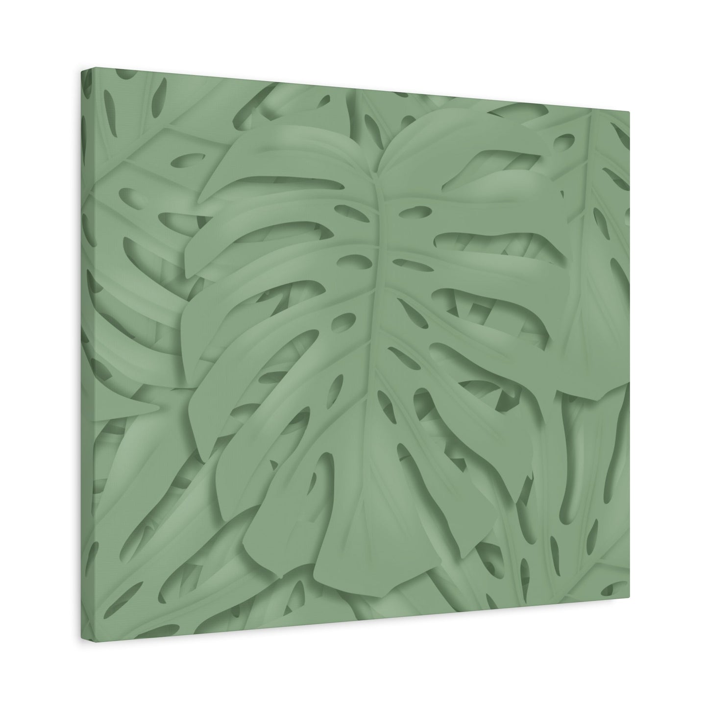 Sage Green Monstera Canvas Print – Botanical Wall Art