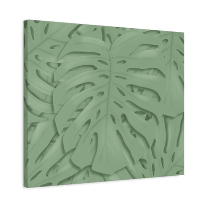 Sage Green Monstera Canvas Print – Botanical Wall Art