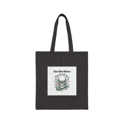 Heavy Metal Wellness Skull Tote | gothic wellness quote, edgy self-care merch