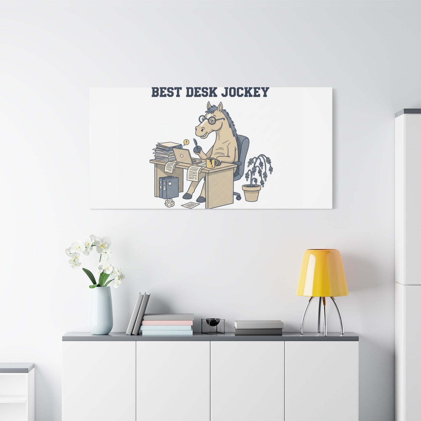 Best Desk Jockey Canvas, Workhorse Office Art | Corporate Burnout Parody
