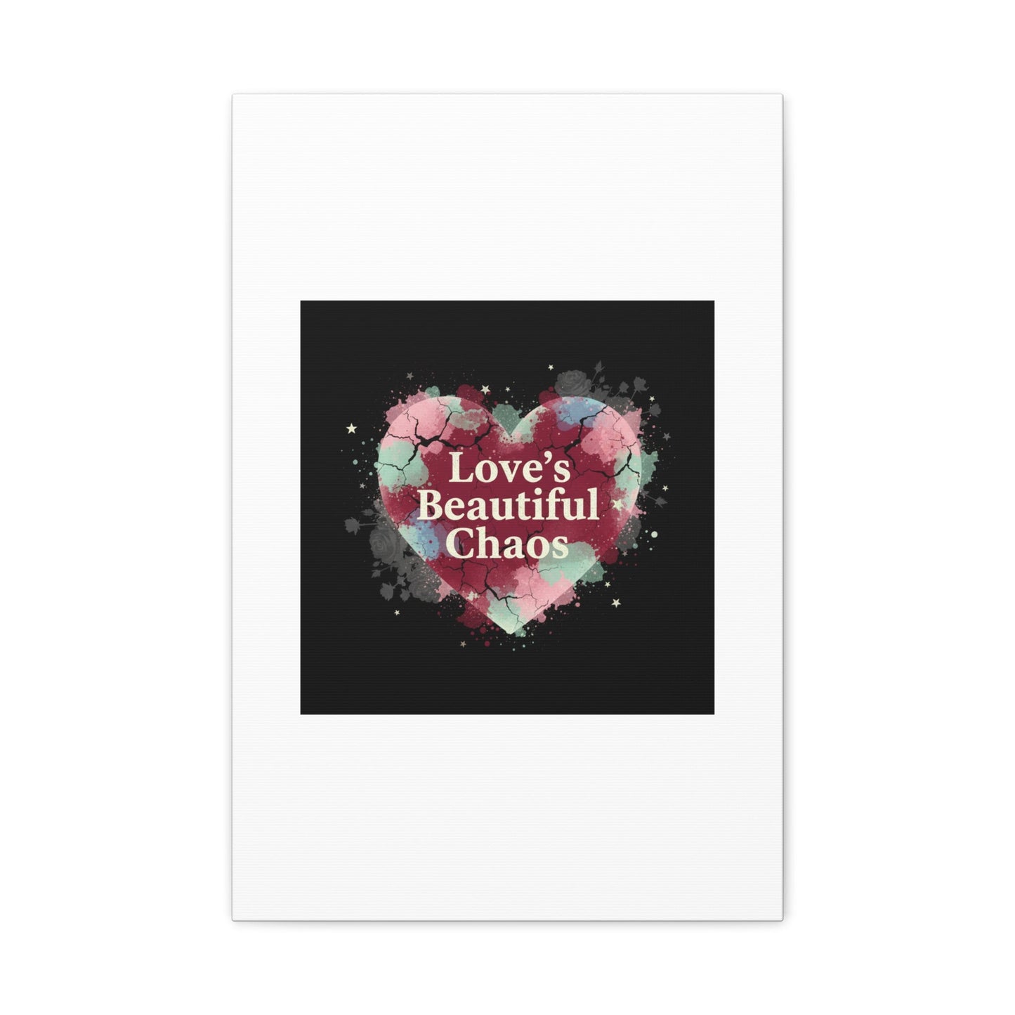 Love's Beautiful Chaos Canvas Print | Soft Grunge Hearts, Distressed Heart Art