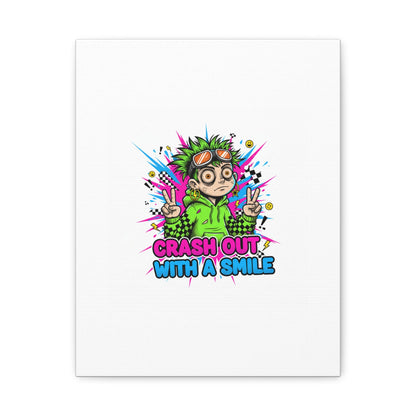 Crash Out With a Smile Canvas Print | Neon Skate Graffiti, Meme Meltdown Art