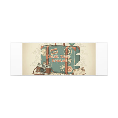Pack Your Dreams Canvas | Retro Travel Postcard, Wanderlust Passport Stamp Art