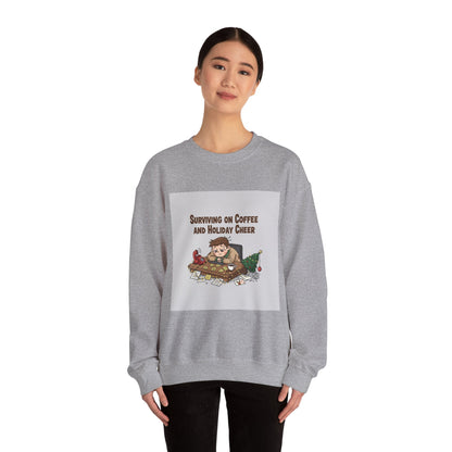 Surviving on Coffee and Holiday Cheer Sweatshirt | holiday burnout, festive but tired