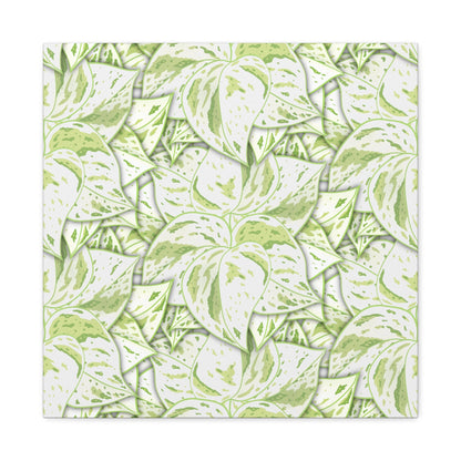 Snow Queen Pothos Pattern Canvas Print – Botanical Wall Art